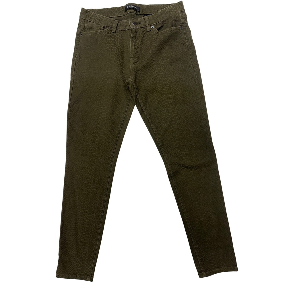 Joe Fresh Slim Jeans Olive Green Snakeskin Animal Print Low Rise Denim 4 Women